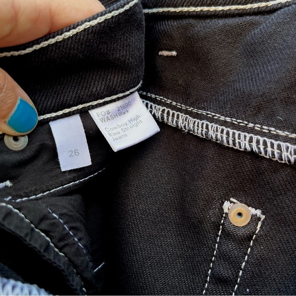 REFORMATION | COWBOY HIGH RISE STRAIGHT JEANS IN BLACK WASH SIZE 26 - Picture 7 of 8